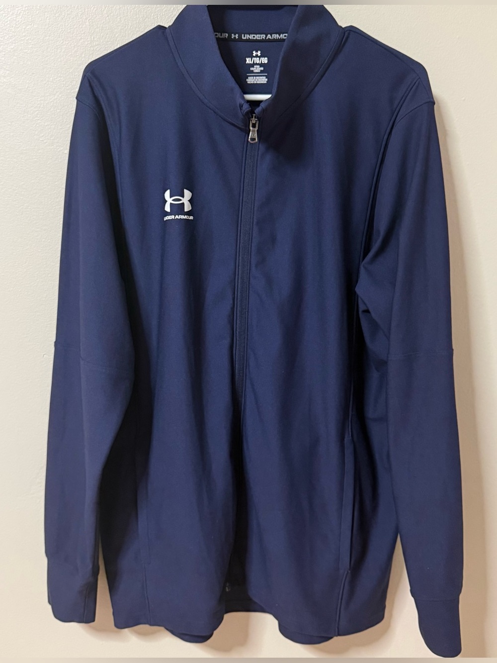 Under Armour Sweater Mens XLarge Blue Navy Fitted Full Zip Performance Tech Golf